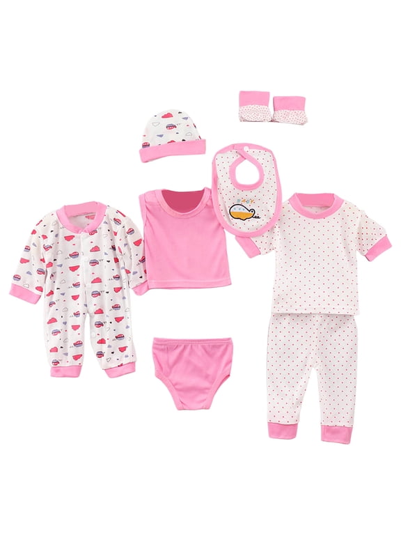5Pcs Unisex Baby Boy Girl Cotton Layette Outfit Set Baby Cotton Clothes Suit for to 3 Months oy Girl Boy 0-3 months Gifts Layette Set