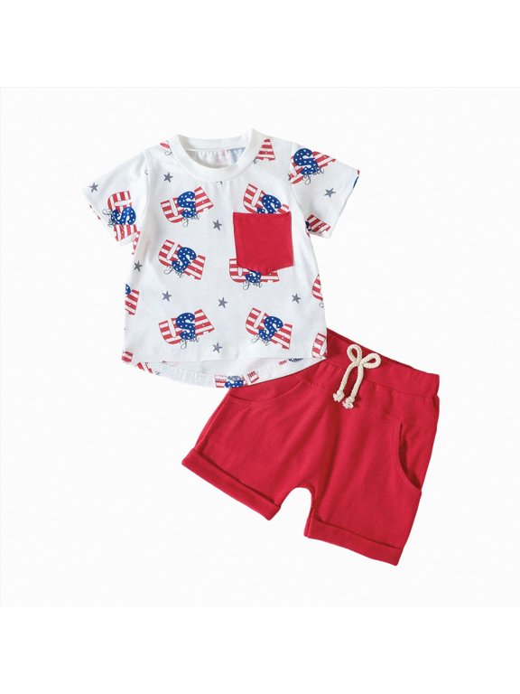6 12 18 Months 2T 3T 4T 4th of July Outfit Toddler Boys Eagle Graphic Crewneck T-Shirt Baby Boy USA Eagle Print Shirt American Patriotic Tee(A01-Red,3-6 Months)