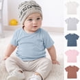 thumbnail image 1 of NIEWTR 6-9 Months T-shirts for Boys Girls Baby Boys T Shirts Kids Short Sleeve Pocket Shirt Crewneck Summer Basic Tee Tops,A118-White, 1 of 5