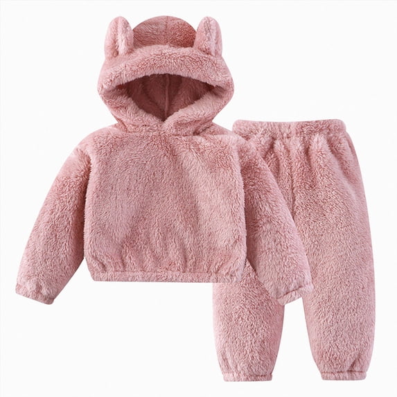 NIEWTR 7-8 Years Toddler Girl Clothes Ruffle Long Sleeve Baby Girl Clothes 2pcs Outfits Fall Winter Clothes A64-Pink