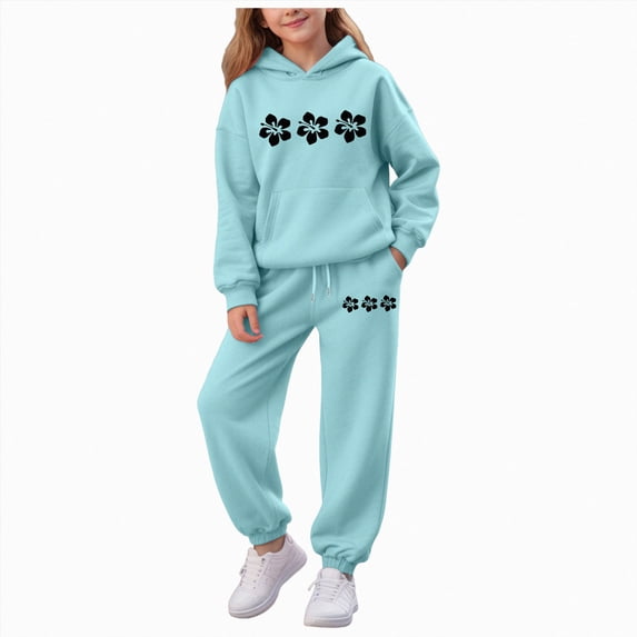 NIEWTR 9-10 Years Cute Toddler Baby Girls Clothes Set,Long Sleeve T-Shirt +Pants Outfit 0 6 12 18 24 Months 2T 3T 4T 2 PC Playwear Set A190-Light Blue