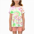 thumbnail image 1 of NIEWTR 9-10 Years Teen Girls'Clothing 2 Piece Sets Summer Short Sleeve Graphic T Shirt And Print Shorts Outfit Set Yoga Gym Outfit Top and Flare Pants Set A7-Gold, 1 of 8