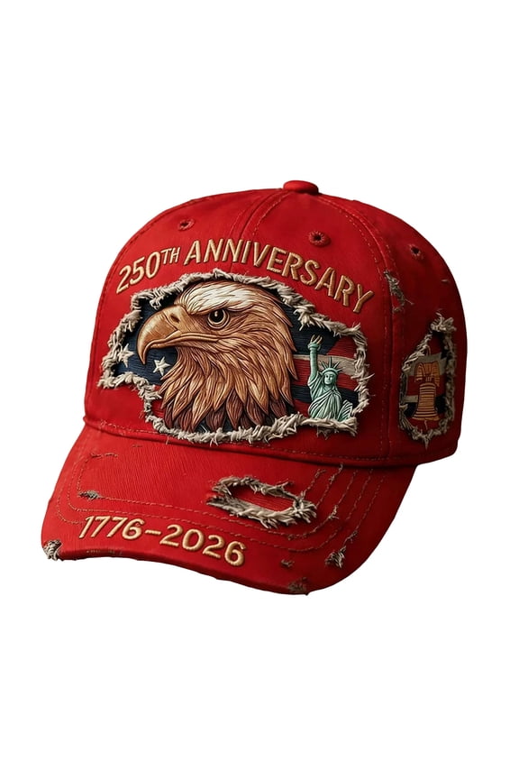 America 250th Anniversary Hat, Detailed Eagle Embroidery, Vintage Washed Adjustable Cap for All(B,One Size)