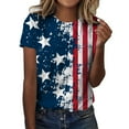 thumbnail image 1 of NIEWTR American Flag Shirts for Women Stars Stripes 4th of July Summer Short Sleeve Graphic Patriotic Loose Fit Tees Tops(Navy,M), 1 of 5