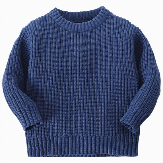 NIEWTR Autumn Winter Top for Kids Toddler Boys Long Sleeve Round Neck Solid Color Knit Sweater Kids Fall Winter Clothing 3t 4t 5t 6-12t 13t 14t(B-Dark Blue,2-3 Years)