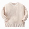 thumbnail image 1 of NIEWTR Autumn Winter Top for Kids Toddler Boys Long Sleeve Round Neck Solid Color Knit Sweater Kids Fall Winter Clothing 3t 4t 5t 6-12t 13t 14t(B-Khaki,12-18 Months), 1 of 8