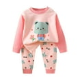 thumbnail image 1 of NIEWTR Babies, Toddlers, and Girls' 2-Piece Snug-Fit Cotton Pajama Set Homewear 3 6 9 12 18 24 Months 2T 3T Loungewear Long sleeve Pjs(5-6 Years,Pink), 1 of 2