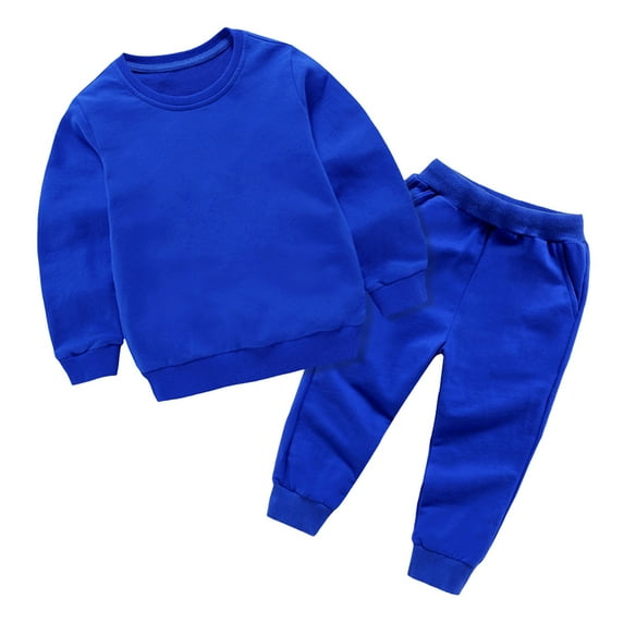 NIEWTR Baby Boy Clothes Baby Boy 2PCS Outfits Long Sleeve Round Neckline Tops Pants Set Baby Boy Fall Winter Clothes(Z099-Dark Blue,6-7 Years)