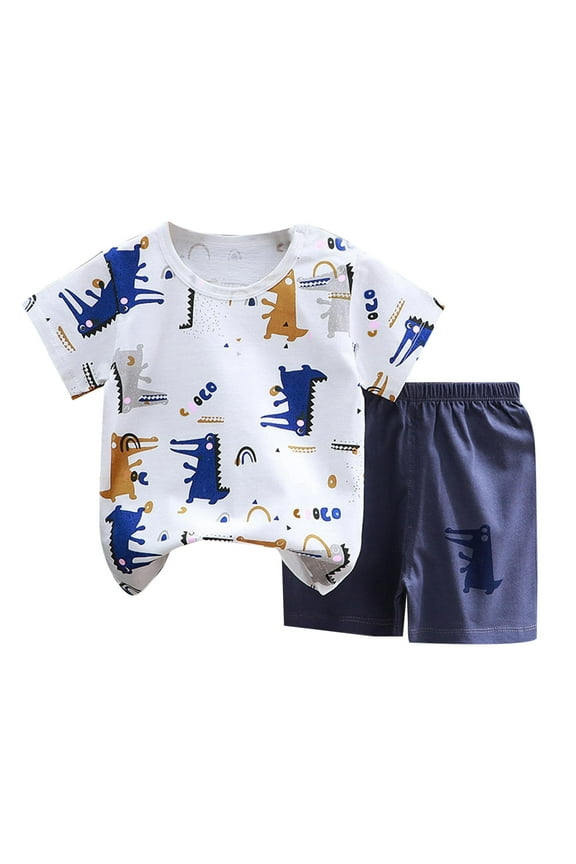 Baby Boy Clothes Short Sleeve T-Shirt Tee Tops Joggers Casual Shorts 2Pcs Clothing Set For 18-24 Months 2t 3t 4t 5t 6t Summer Pjs kids,5-6 Years