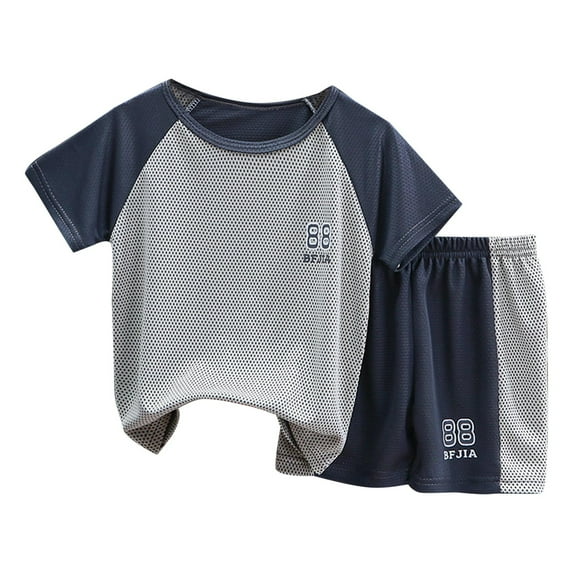 NIEWTR Baby Boy Clothes Toddler Summer Dinosaur Outfit Short Sleeve T-Shirt Tee Tops Joggers Casual Elastic Shorts 2Pcs Set Short Sets Pajamas & Dailywear Set (5-6 Years,Grey)