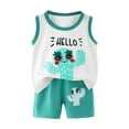 thumbnail image 1 of NIEWTR Baby Boy Clothes Toddler Summer Outfit Short Sleeve T-Shirt Tee Tops Joggers Casual Shorts 2Pcs Clothing Set Children's Gift Cartoon Print 2PCS Set (Light Green,3-6 Months), 1 of 3