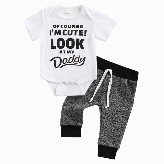 NIEWTR Baby Boy Fall Winter Clothes Cute Embroidery Long Sleeve Romper Pants Set Newborn Waffle Knit Outfits 0 3 6 9 12 18 Month(A-White,6-12 Months)