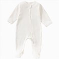 thumbnail image 1 of NIEWTR Baby Boy Girl Cotton Romper Newborn Infant Long Sleeve Solid Footies Jumpsuit Fall Winter Clothes Bodysuit Pajamas 0-12 Months(A-White,0-3 Years), 1 of 4