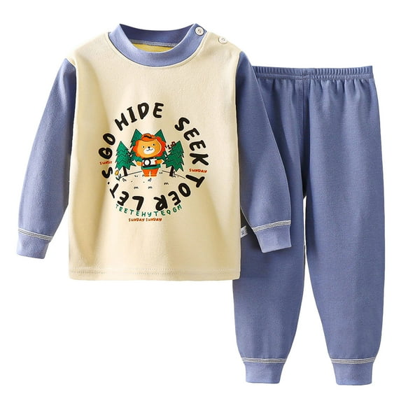 NIEWTR Baby Boy Girl Long Sleeve Top and Pants Set Snug Fit Cotton 2 Piece Pajama Set(Blue,3-6 Months)