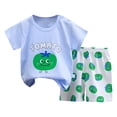 thumbnail image 1 of NIEWTR Baby Boy Girl Outfits Cute Bunny Carrot Short Sleeve T-shirt Tops Shorts Set Toddler Spring Summer Clothes(Light Blue,7-8 Years), 1 of 4