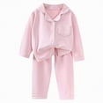 thumbnail image 1 of NIEWTR Baby Boy Girl Toddler Autumn Winter Outfit Waffle Striped Long Sleeve T-shirt Elastic Waist Pants Pajamas & Dailywear Set 12-24 Months Toddler Winter Pajamas, 9-10 Years, 1 of 3