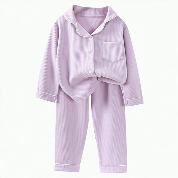 NIEWTR Baby Boy Girl Toddler Autumn Winter Outfit Waffle Striped Long Sleeve T-shirt Elastic Waist Pants Pajamas & Dailywear Set 12-24 Months Toddler Winter Pajamas, 11-12 Years