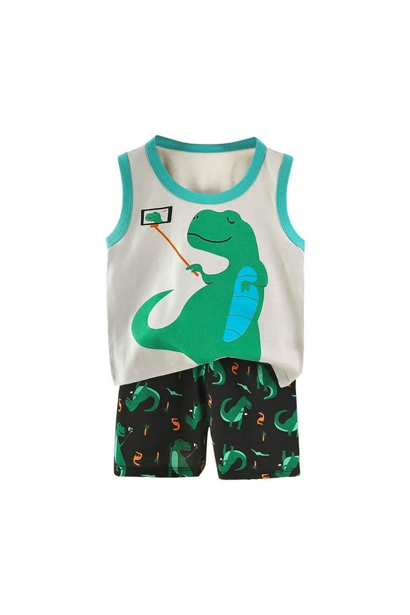 Baby Boy Girls Toddler Summer Outfit Short Sleeve T-shirt Elastic Waist Shorts 2 Piece Short Set Summer Pjs For 18-24 Months 2t 3t 4t 5t 6t Summer Pjs kids,18-24 Months