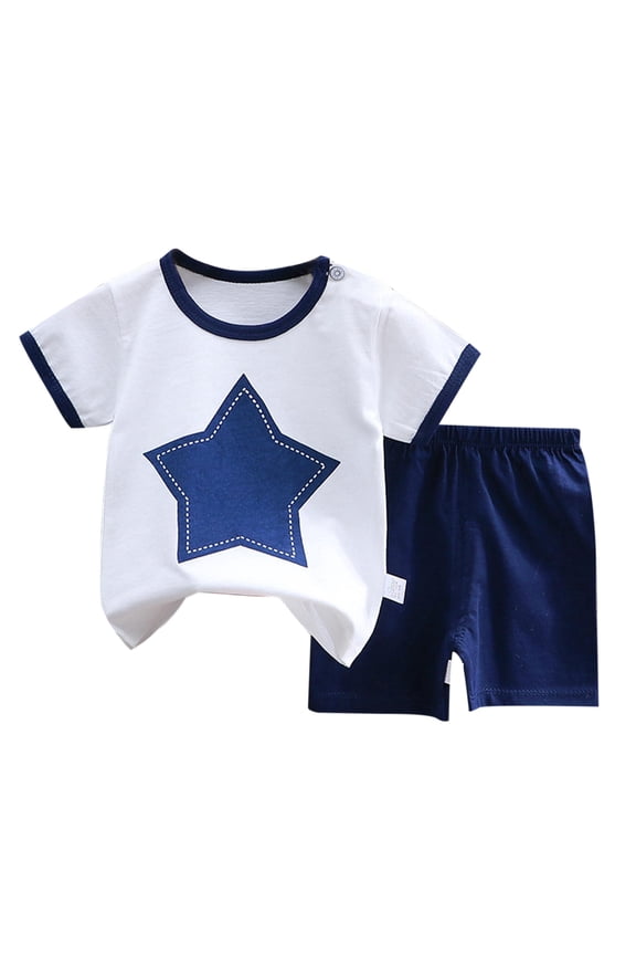 Baby Boy Short Outfits Summer Toddler Boy Shorts Dinosaur Short Sleeve T-shirt 2 Pcs Summer Baby Boy Short Set For 1t 2t 3t 4t 5t 6t (Blue,5-6 Years)