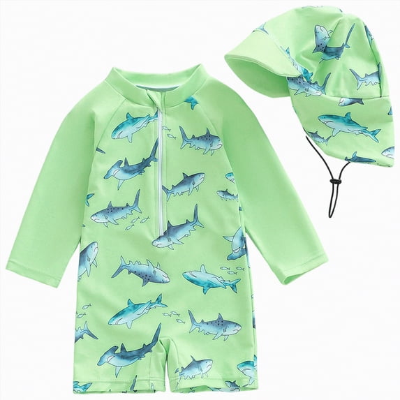 NIEWTR Baby Boy Swimsuit Rash Guard Shirts Toddler Boy Swimwear Full Zipper UPF 50+ Sun Protection Infant One Piece Bathing Suit(A01-Green,2-3 Years)
