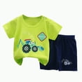 thumbnail image 1 of NIEWTR Baby Boys 24 Months Toddler Boys Summer 2PCS Outfits Shorts Set T-Shirt Tops & Shorts Sets 2Pcs For 1t 2t 3t 4t 5t 6t Pajamas & Dailywear (Green,9-18 Months), 1 of 4