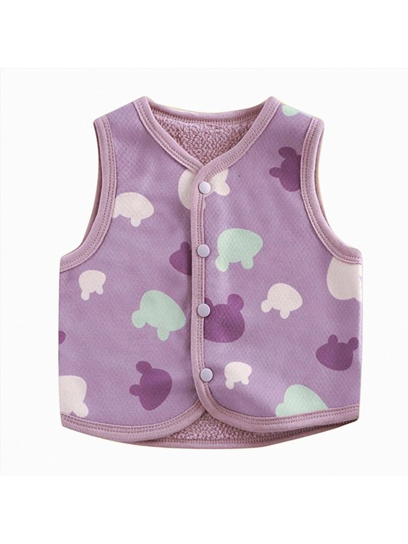 Baby Boys Girls Fleece Vest Button Down Sleeveless Jacket Cute Kids Fall Winter Waistcoat Outerwear with Pocket