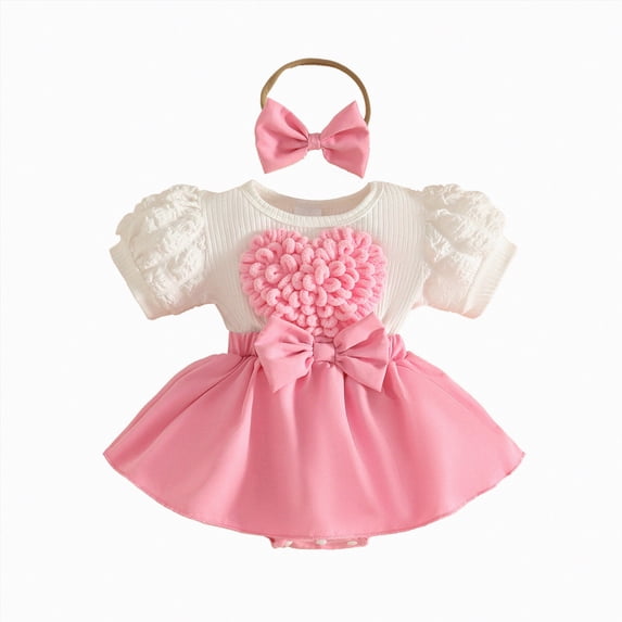 NIEWTR Baby Girl Clothes Newborn Romper Dress Infant Lace Ruffle Sleeveless Summer Outfits with Headband 0-12 Months(Pink,12-18 Months)