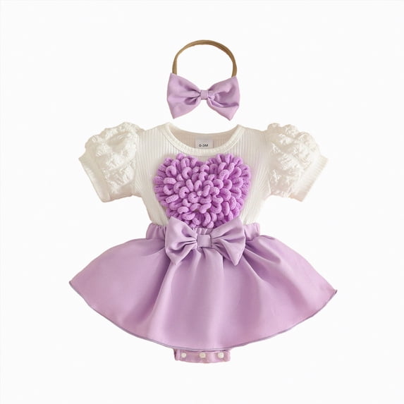 NIEWTR Baby Girl Clothes Newborn Romper Dress Infant Lace Ruffle Sleeveless Summer Outfits with Headband 0-12 Months(Purple,12-18 Months)