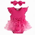 thumbnail image 1 of NIEWTR Baby Girl Dress Romper Baby Romper Dress Flowers Embroidery Tulle Skirt Infant Girl Summer Clothes with Headband(Hot Pink,12-18 Months), 1 of 7