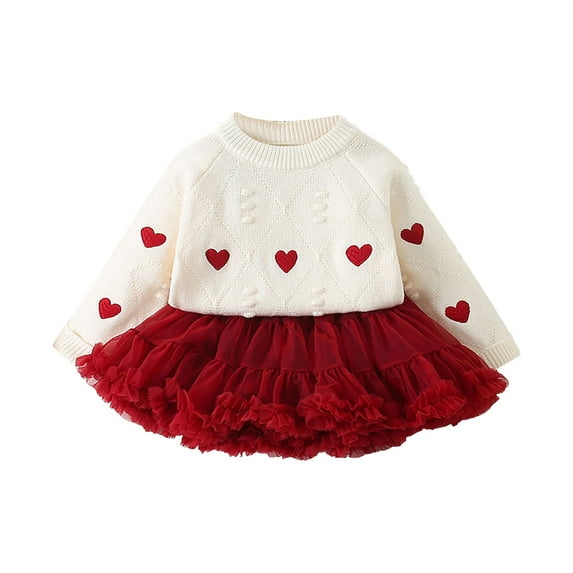 NIEWTR Baby Girl Fall Winter Clothes Outfits Toddler Long Sleeve Sweatshirt Set Sweatshirt Pullover Tops Jogger Pants or Skirt