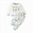 thumbnail image 1 of NIEWTR Baby Girl Pajamas 2Pcs Sets Long Sleeve T-Shirt and Elastic Waistband Pants Toddler Kids Sleepwear Loungewear Cotton Winter Clothes Children's Gift for 12M 18M(A-Light Green,12-18 Months), 1 of 6