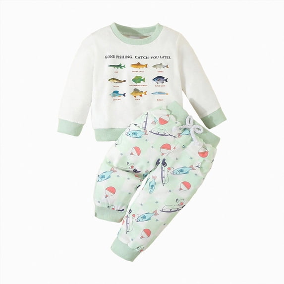 NIEWTR Baby Girl Pajamas 2Pcs Sets Long Sleeve T-Shirt and Elastic Waistband Pants Toddler Kids Sleepwear Loungewear Cotton Winter Clothes Children's Gift for 12M 18M(A-Light Green,12-18 Months)