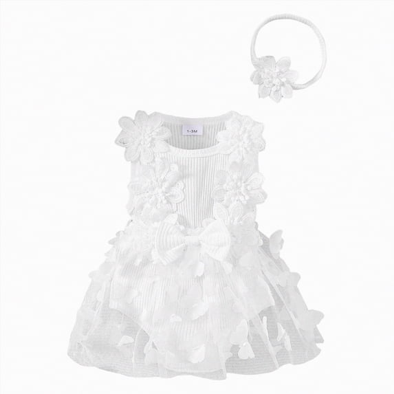 NIEWTR Baby Girl Summer Outfit Newborn Girl Bubble Romper Short Sleeve Jumpsuit Cute Infant Spring Clothing 3 6 9 12 18 Months(A-White,6-9 Months)