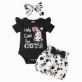 thumbnail image 1 of NIEWTR Baby Girl Summer Shorts Set Short Sleeve Top Floral Embroidery Casual Outfit with Headband(A01-Black,9-12 Months), 1 of 7