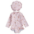 thumbnail image 1 of NIEWTR Baby Girl Swimsuit Long Sleeve With Hat Set Zipper Swimsuit Swimwear Beach Bathing Suit for Summer Vacation 0-3 Months Pink, 1 of 6