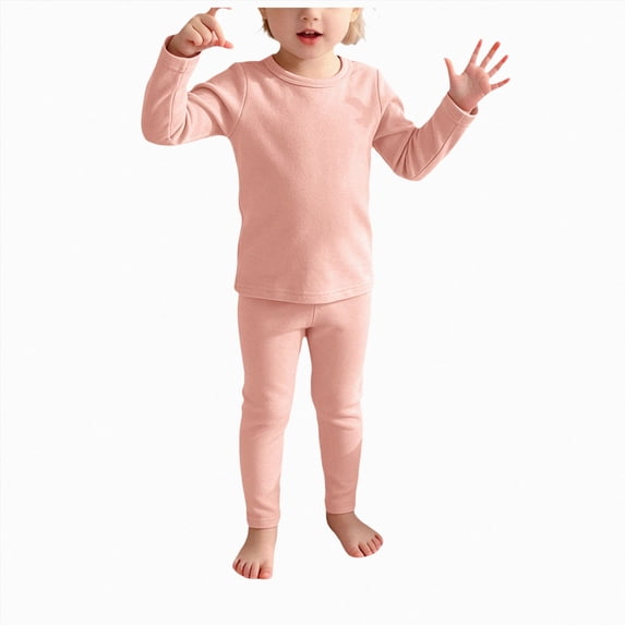 NIEWTR Baby Girl Toddler Kids 2 Piece Set Long Sleeve T-Shirt and Pants Fall Winter Pajamas Loungewear Soft Breathable Stretchy Waistband for 0-6 Years Children's Gift(A-Pink,2-3 Years)