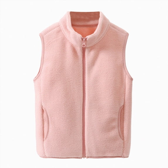 NIEWTR Baby Girls Boys Fleece Vests Toddler Lightweight Fall Winter Warm Sleeveless Outerwear Jacket with Pockets New Vests for Girls Fashion(B-Pink,9-10 Years)