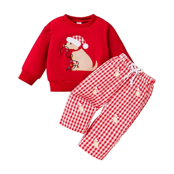 NIEWTR Baby Girls Boys Silk Christmas Pajamas Set Santa Claus Long Sleeve Button Shirts and Pants Xmas Satin Pj Sets Christmas Sets (12-18 Months,Red)