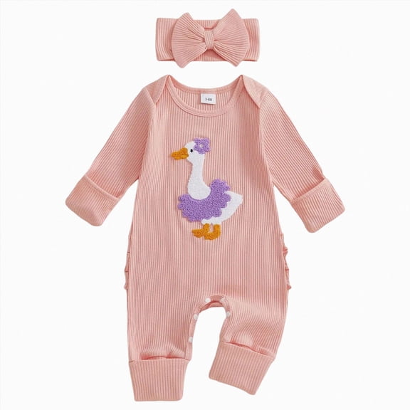 NIEWTR Baby Girls Boys Winter Clothes Kids Jumpsuit Newborn Infant Footie Rompers Autumn Zipper Long Sleeve Romper 0-24M(A-Pink,NewBorn)