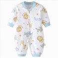 thumbnail image 1 of NIEWTR Baby Girls Cotton Bodysuit 3 6 Months Long Sleeve Crewneck Printed Heart Sleepwear Comfortable Pajama(A-Light Blue,6-9 Months), 1 of 6