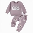 thumbnail image 1 of NIEWTR Baby Girls Girls 2PC Loungewear Long Sleeve Crewneck Tee with Elastic Long Pants Pajamas 2Pcs Set for 0-24 Months Children Gift Set(A-Purple,0-6 Months), 1 of 7