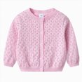 thumbnail image 1 of NIEWTR Baby Girls Knit Sweater Long Sleeve Button Down Cozy Fall Winter Solid Cardigan Outerwear for Toddler Girl(A-Pink,6-7 Years), 1 of 5