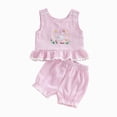 thumbnail image 1 of NIEWTR Baby Girls Summer Clothes Breathable 2 Piece Set Sleeveless Ruffled Tank + Printed Shorts Cute(Pink,18-24 Months), 1 of 9