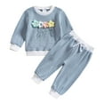 thumbnail image 1 of NIEWTR Baby Girls' and Toddler Long Sleeve Top and Pants Snug Fit Cotton 2 Piece Pajama Set Pajamas & Dailywear Set Long sleeve Pjs(Blue,12-18 Months), 1 of 9