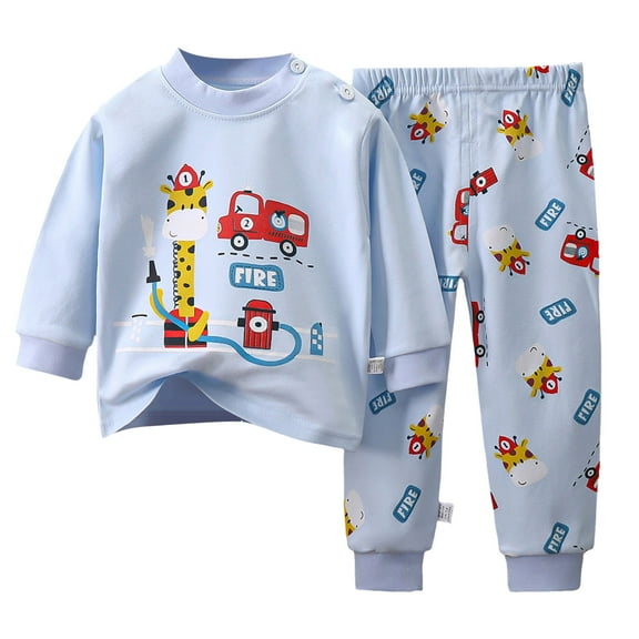 NIEWTR Baby Girls' and Toddler Long Sleeve Top and Pants Snug Fit Cotton 2 Piece Pajama Sleepwear Set Sleepwear Pajamas Long sleeve Pjs(Blue,2-3 Years)