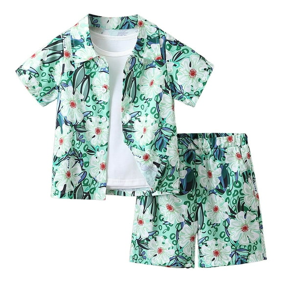 NIEWTR Baby Kids Boys Elastic Shorts Set, 6 12 18 24 Months 2T 3T 4T Short Sleeve Shirt with Elastic Waist Shorts Outfits Set For 18-24 Months 2t 3t 4t 5t 6t Pajamas & Dailywear Set ,4-5 Years