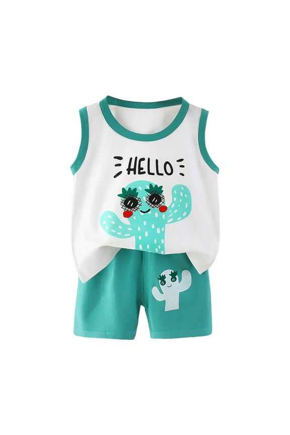 Baby Kids Boys Elastic Shorts Set, 6 12 18 24 Months 2T 3T 4T Short Sleeve Shirt with Elastic Waist Shorts Outfits SetFor 18-24 Months Children's Day Gift 2PCS Set ,3-4 Years