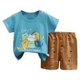 thumbnail image 1 of NIEWTR Baby Kids Boys Elastic Shorts Set, 6 12 18 24 Months 2T 3T 4T Short Sleeve Shirt with Elastic Waist Shorts Outfits Summer Pjs For 18-24 Months 2t 3t 4t 5t 6t Summer Pjs kids,18-24 Months, 1 of 3