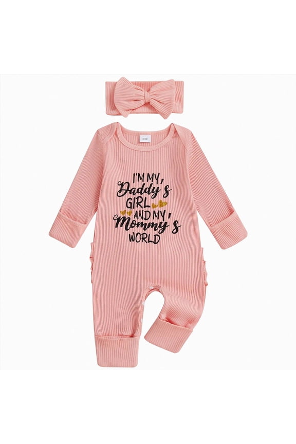 Baby Pajamas Girl Clothes Long Sleeve Pajamas One-piece Button Down Sleeper Cozy and Warm Romper Pjs Cute Fall Winter Sleepwear Nightwear 0 3 6 9 12 18 24 Months(A-Pink,NewBorn)