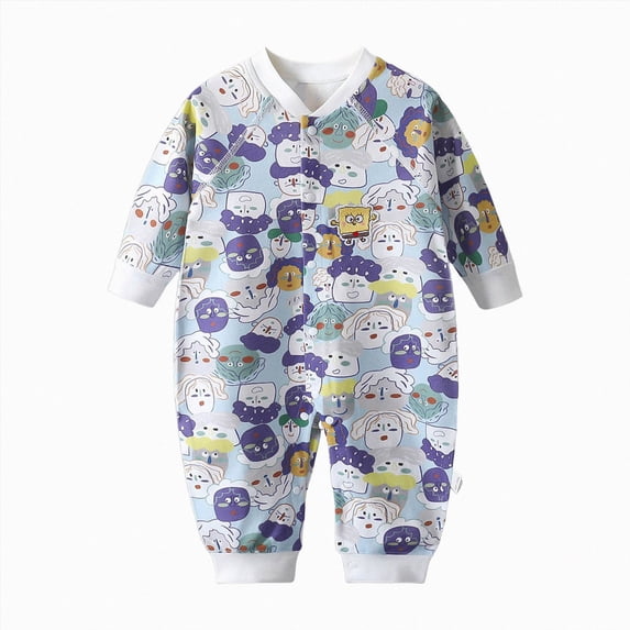 NIEWTR Baby Pajamas Girls Rib Knit Romper Round Neck Long Sleeve Footless Onesie Floral Print Sleepwear Casual Spring Fall Clothes 0 3 6 9 12 Months(A-Purple,0-3 Months)
